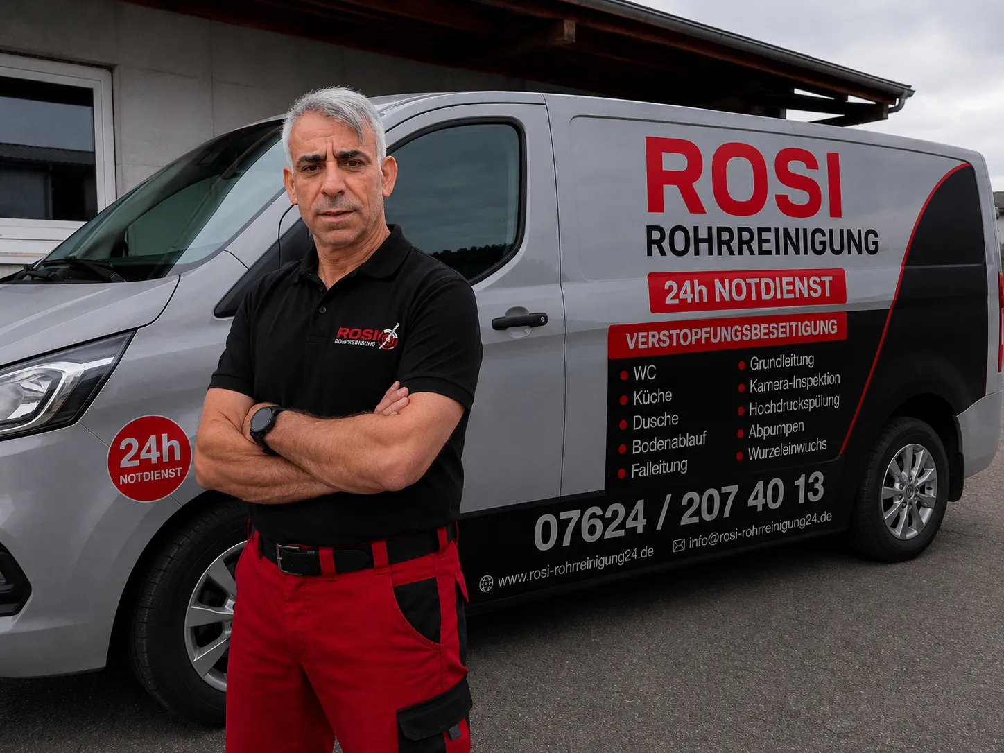 ROSI Rohrreinigung 24 mit Einsatzfahrzeug in Grenzach-Wyhlen